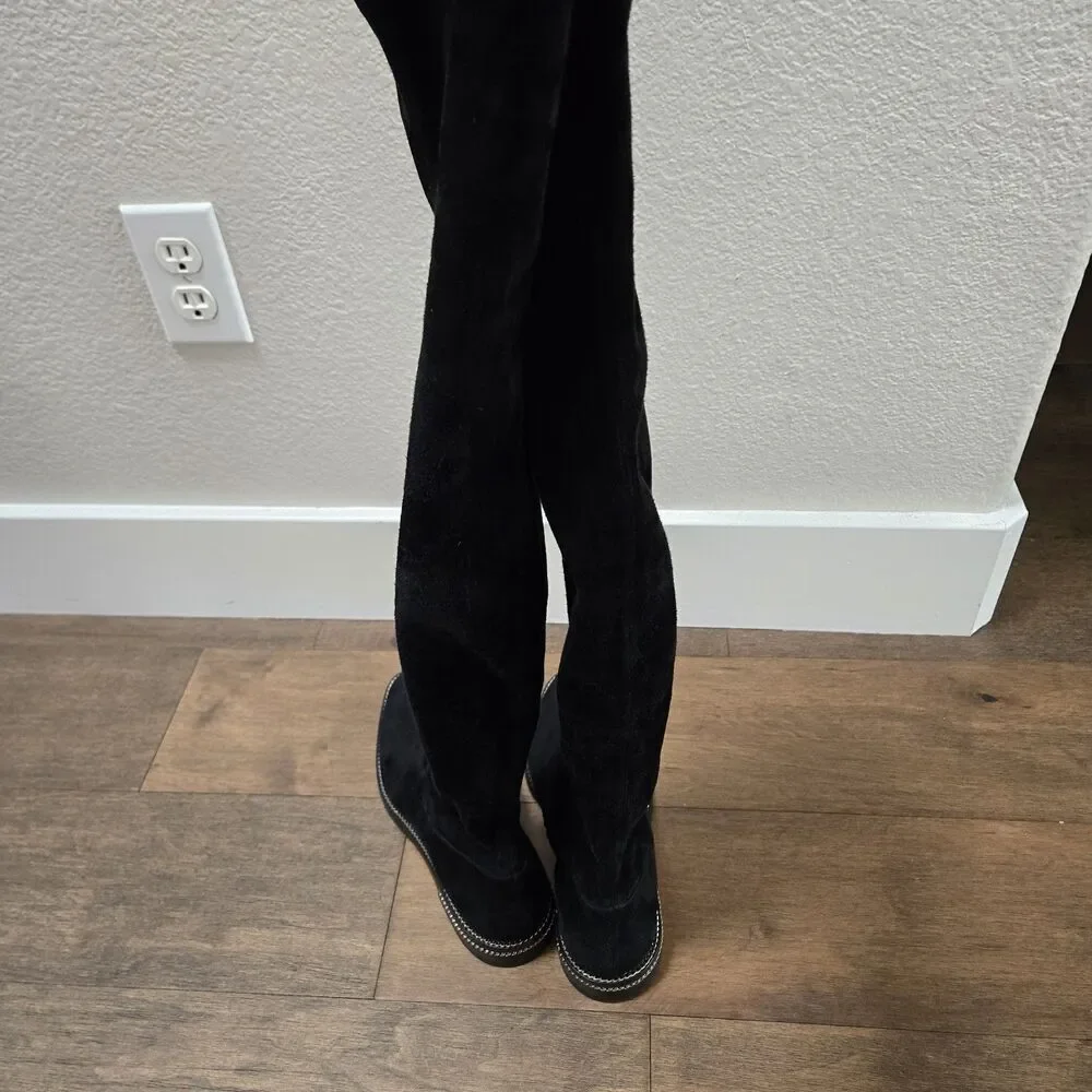Le Silla Leather Black Over The Knee Suede Boots Size 40
